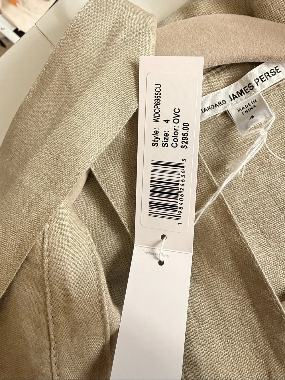 JAMES PERSE Linen Blend Belted Shirtdress Overcast Size XL (James Perse Size 4)